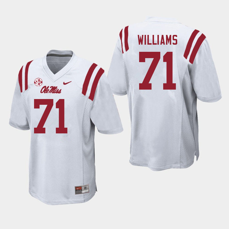 Men #71 Jayden Williams Ole Miss Rebels College Football Jerseys Sale-White